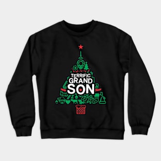 Terrific Grandson - Xmas Tree - Christmas Crewneck Sweatshirt